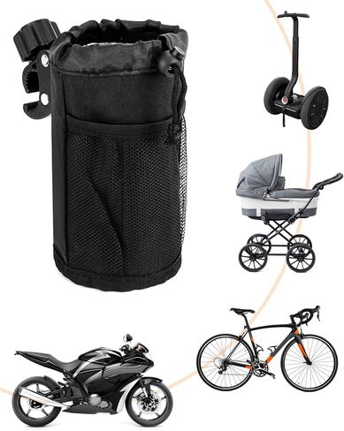 QWORK Motorcycle Cup Holder, Universal 26 Oz Bar Cup Holder, Oxford Fabric Water Bottle Holder with Alligator Clamp, for Motorcycle, ATV, Scooter, Marine Boat, Kayak, Bike, Wheelchair in Saudi Arabia