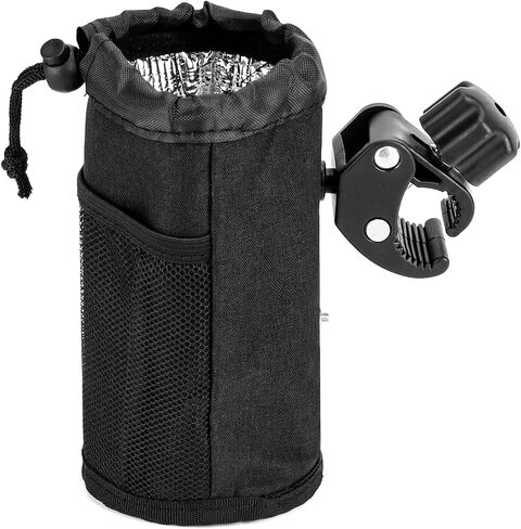 QWORK Motorcycle Cup Holder, Universal 26 Oz Bar Cup Holder, Oxford Fabric Water Bottle Holder with Alligator Clamp, for Motorcycle, ATV, Scooter, Marine Boat, Kayak, Bike, Wheelchair in Saudi Arabia