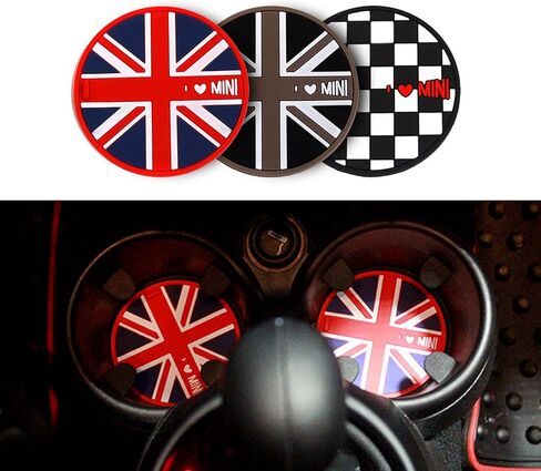 1 Peace of Soft Silicone Cup Holder Mat Coaster for Mini Cooper R50 R52 R53 R61 R60 R55 R56 R57 R58 R59 F54 F55 F56 F57 F60 Clubman Countryman,1 pcs,2.56 in,Union Jack in Kuwait
