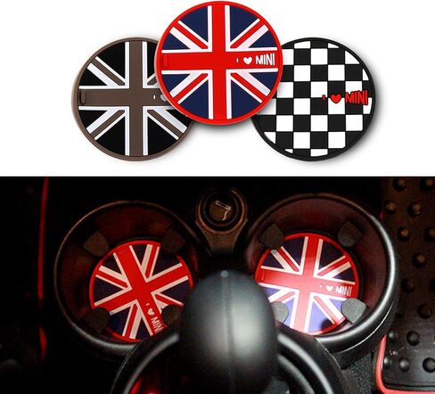 1 Peace of Soft Silicone Cup Holder Mat Coaster for Mini Cooper R50 R52 R53 R61 R60 R55 R56 R57 R58 R59 F54 F55 F56 F57 F60 Clubman Countryman,1 pcs,2.56 in,Union Jack in Kuwait