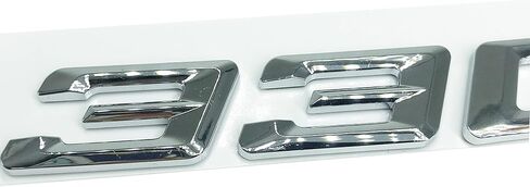 Topzooc 330i شعار فضي الحجم الأصلي بديل لغطاء صندوق السيارة BMW الخلفي شارة شعار رقم الملصق (فضي، 330i) in Kuwait