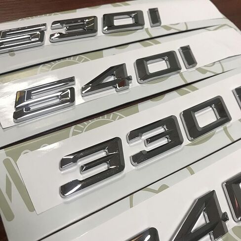 Topzooc 330i شعار فضي الحجم الأصلي بديل لغطاء صندوق السيارة BMW الخلفي شارة شعار رقم الملصق (فضي، 330i) in Kuwait