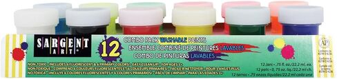 مجموعة طلاء كومبوباك قابلة للغسل من سارجنت آرت، 3/4 أونصة، 12 لونًا ساطعًا، 3/4 أونصة in Kuwait