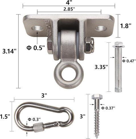 شماعات أرجوحة شديدة التحمل من بوتيزون للمجموعات الخشبية، ومسامير براغي لخطافات التأرجح مع خطافات كبس للملعب والشرفة واليوجا ومقعد التأرجح والأماكن الداخلية والخارجية، مجموعة من 2 (تتضمن أدوات التركيب) in Kuwait