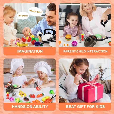 STEAM Life Play ملحقات المطبخ لعبة لعب الطعام هدايا للفتيات من عمر 3 4 سنوات - مجموعة مطبخ للأطفال الصغار للأواني والمقالي للأطفال، مجموعة لعب المطبخ للأطفال، ألعاب مطبخ لعب وهمية للأطفال الصغار، هدايا للبنات والأولاد in Kuwait