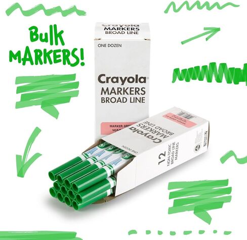 Crayola Washable Markers - Black (12ct), Kids Broad Line Markers, Bulk Markers for Classrooms & Teachers in Kuwait
