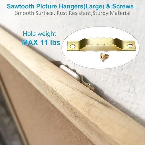 YHYZ Sawtooth Picture Hangers Bulk (Medium), 30pcs Gold Sawtooth Hangers / Hooks with 60pcs Screws, for Picture Frame Painting Photos Artwork Clock Home Decoration (30 Sets, Mediuml) in Kuwait