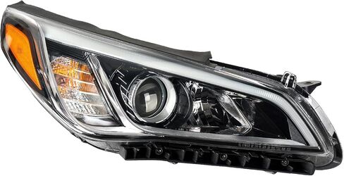 مجموعة المصابيح الأمامية PHILTOP، استبدال المصابيح الأمامية السوداء المتوافقة مع Sonata 2015-2017 عاكس كهرماني شفاف لون العدسة in Saudi Arabia