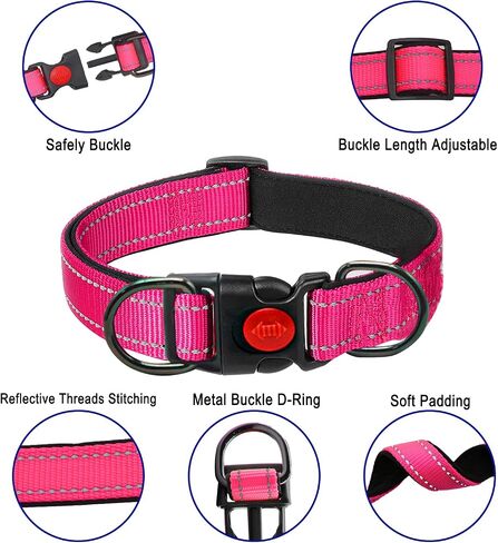 3pcs Reflective Dog Collar,Soft Neoprene Padded Breathable Nylon Pet Collar,Adjustable Nylon Pet Collars for Small Medium Large Dogs （S） in Saudi Arabia