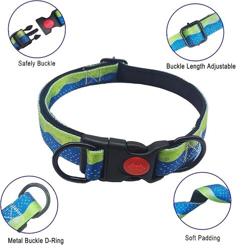 3pcs Reflective Dog Collar,Soft Neoprene Padded Breathable Nylon Pet Collar,Adjustable Nylon Pet Collars for Small Medium Large Dogs （S） in Saudi Arabia