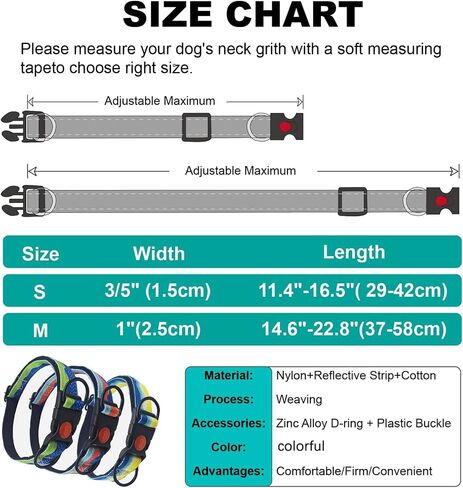 3pcs Reflective Dog Collar,Soft Neoprene Padded Breathable Nylon Pet Collar,Adjustable Nylon Pet Collars for Small Medium Large Dogs （S） in Saudi Arabia