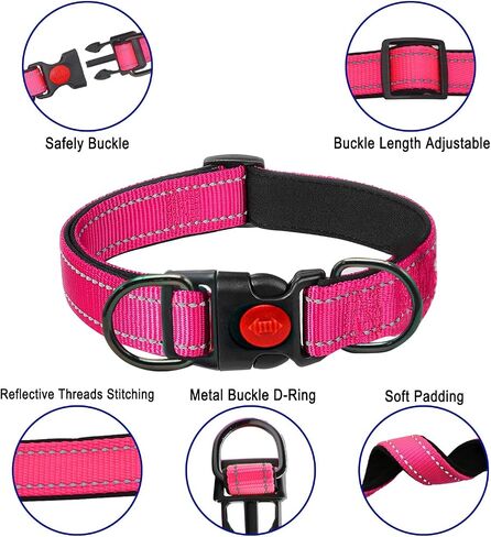 3pcs Reflective Dog Collar,Soft Neoprene Padded Breathable Nylon Pet Collar,Adjustable Nylon Pet Collars for Small Medium Large Dogs （S） in Saudi Arabia