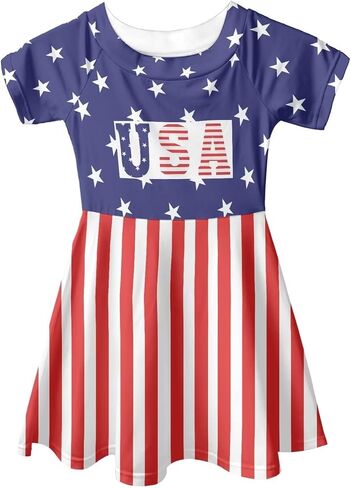 UNICEU Girls Fashion Off Shoulder Midi Dress, Knee Length, Casual Short Sleeve Swing Dress, Age 3-14 Years in Saudi Arabia