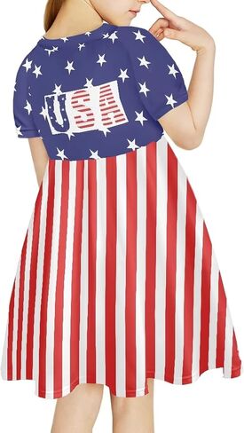 UNICEU Girls Fashion Off Shoulder Midi Dress, Knee Length, Casual Short Sleeve Swing Dress, Age 3-14 Years in Saudi Arabia