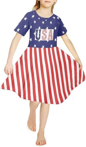 UNICEU Girls Fashion Off Shoulder Midi Dress, Knee Length, Casual Short Sleeve Swing Dress, Age 3-14 Years in Saudi Arabia