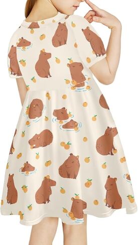 UNICEU Girls Fashion Off Shoulder Midi Dress, Knee Length, Casual Short Sleeve Swing Dress, Age 3-14 Years in Saudi Arabia
