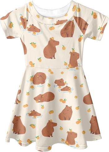 UNICEU Girls Fashion Off Shoulder Midi Dress, Knee Length, Casual Short Sleeve Swing Dress, Age 3-14 Years in Saudi Arabia