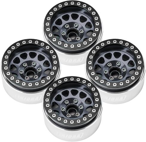 INJORA 1.9 Beadlock عجلة طبق عميق إزاحة سلبية 10.4 مم حافة عجلة لـ 1/10 RC Crawler Auto Axial SCX10 90046 AXI03007 TRX4 VS4-10 Gen8 MST CFX (أسود ورمادي) in Saudi Arabia