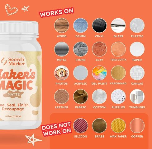 MAKER'S MAGIC من Scorch Marker، الكل في واحد، متعدد الأغراض، مانع تسرب ديكوباج بقاعدة مائية، غراء، ولمسة نهائية للحرف اليدوية والمشروعات الفنية في أسرع وقت للتجفيف والمعالجة. لمسة نهائية لامعة، 8 أونصة (3 عبوات) in Kuwait