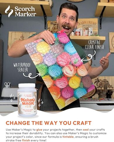 MAKER'S MAGIC من Scorch Marker، الكل في واحد، متعدد الأغراض، مانع تسرب ديكوباج بقاعدة مائية، غراء، ولمسة نهائية للحرف اليدوية والمشروعات الفنية في أسرع وقت للتجفيف والمعالجة. لمسة نهائية لامعة، 8 أونصة (3 عبوات) in Kuwait