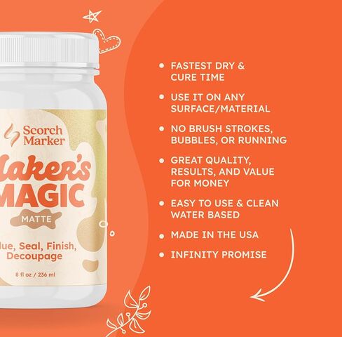 MAKER'S MAGIC من Scorch Marker، الكل في واحد، متعدد الأغراض، مانع تسرب ديكوباج بقاعدة مائية، غراء، ولمسة نهائية للحرف اليدوية والمشروعات الفنية في أسرع وقت للتجفيف والمعالجة. لمسة نهائية لامعة، 8 أونصة (3 عبوات) in Kuwait