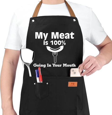 Gifts for Boyfriend, Fathers Day Husband Gifts from Wife, Birthday Gifts, Valentines Day Gifts for Him, Naughty Gifts for Men, Anniversary Mens Funny Gifts Gag Gifts - Kitchen Chef Apron with Pockets in Saudi Arabia