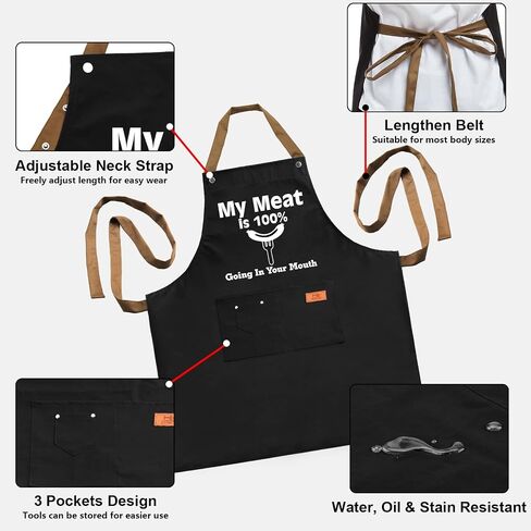 Gifts for Boyfriend, Fathers Day Husband Gifts from Wife, Birthday Gifts, Valentines Day Gifts for Him, Naughty Gifts for Men, Anniversary Mens Funny Gifts Gag Gifts - Kitchen Chef Apron with Pockets in Saudi Arabia