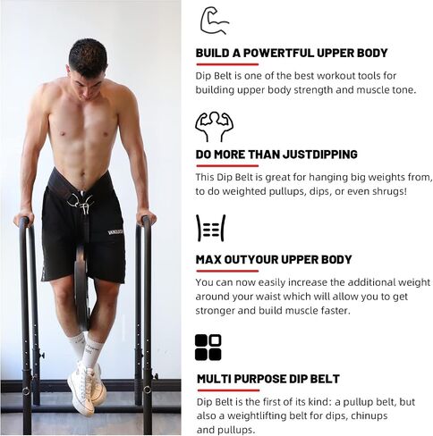 Dip Belt for Weight Lifting, Dip Belt with Chain for Men, Gym Workout Pull Up Dipping Belt for Powerlifting, Squat, Bodybuilding, Strength Training, Weighted Belt for Dips in Saudi Arabia