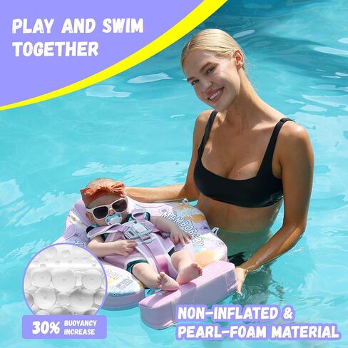 GENTEACO أحدث Mambobaby Baby Swim Float مع مظلة غير قابلة للنفخ لحمام السباحة للرضع مع ذيل 3-24 شهرًا تجنب الوجه الصلب والمواد الصديقة للبشرة للأطفال الصغار الأولاد والبنات in Kuwait