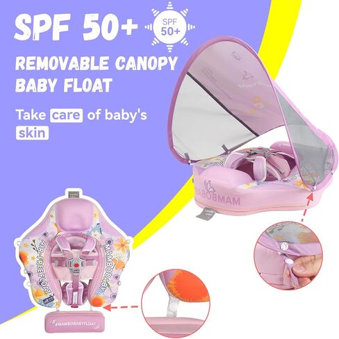 GENTEACO أحدث Mambobaby Baby Swim Float مع مظلة غير قابلة للنفخ لحمام السباحة للرضع مع ذيل 3-24 شهرًا تجنب الوجه الصلب والمواد الصديقة للبشرة للأطفال الصغار الأولاد والبنات in Kuwait
