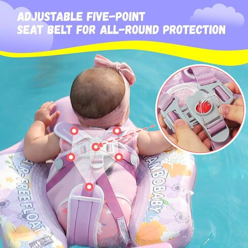 GENTEACO أحدث Mambobaby Baby Swim Float مع مظلة غير قابلة للنفخ لحمام السباحة للرضع مع ذيل 3-24 شهرًا تجنب الوجه الصلب والمواد الصديقة للبشرة للأطفال الصغار الأولاد والبنات in Kuwait