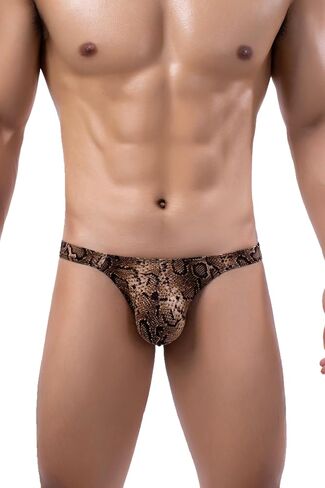 Men's Ice Silk Thong Leopard Low Rise Bikini Briefs Underwear in Saudi Arabia