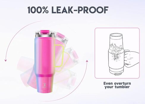 Meoky 40oz Tumbler with Handle, Stainless Steel Travel Mug with 2-in-1 Straw and Sip Lid, Vacuum Insulated Coffee Mug, 100% Leak Proof, Keeps Cold for 34 Hours or Hot for 10 Hours (Carnival) in Saudi Arabia