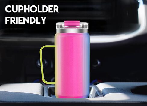 Meoky 40oz Tumbler with Handle, Stainless Steel Travel Mug with 2-in-1 Straw and Sip Lid, Vacuum Insulated Coffee Mug, 100% Leak Proof, Keeps Cold for 34 Hours or Hot for 10 Hours (Carnival) in Saudi Arabia