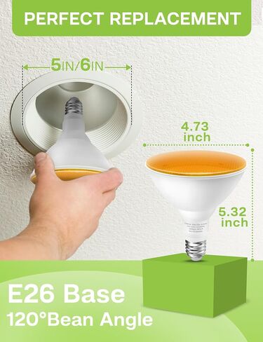 PAR38 LED Bug Light Bulbs for Outdoor, 150-200W Equivalent Flood Light Bulbs Amber Yellow, 15W 1300LM, Not-dimmable, E26 Base for Porch, Party, Backyard, 2 Pack in Saudi Arabia
