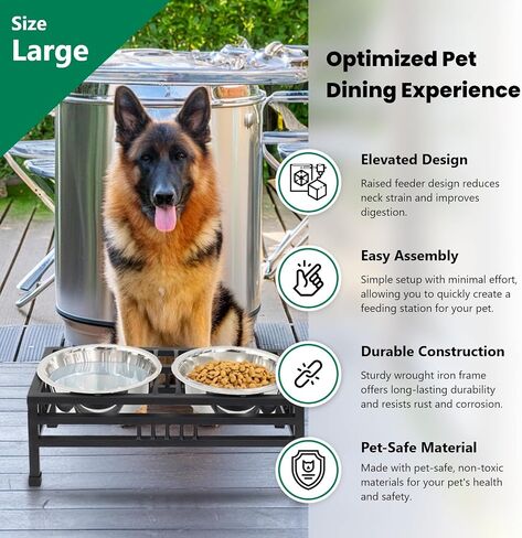Iconicpet Elevated Rectangular Pet Double Diner with Stainless Steel Bowls for Dogs and Cats, Durable, Dishwasher Safe Bowls - Small, 16 Oz in Saudi Arabia