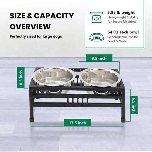 Iconicpet Elevated Rectangular Pet Double Diner with Stainless Steel Bowls for Dogs and Cats, Durable, Dishwasher Safe Bowls - Small, 16 Oz in Saudi Arabia