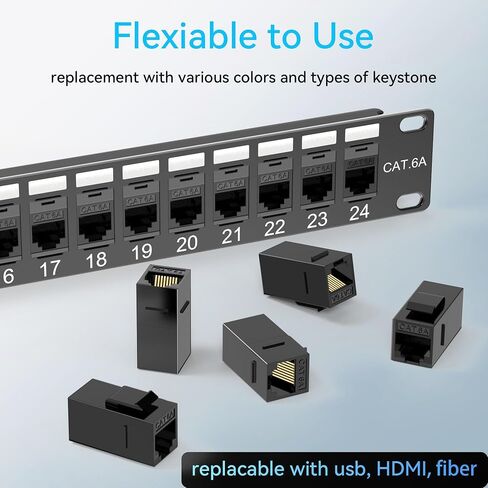 Patch Panel 48 Port Cat6 with Coupler Keystone, Cat6 Network Patch Panel 10G No Punch Down, Time-Saver Ethernet 2U Rj45 Patch Panel with Sturdy Back Bar, Rackmount 19 Inch Coupler Patch Panel in Saudi Arabia
