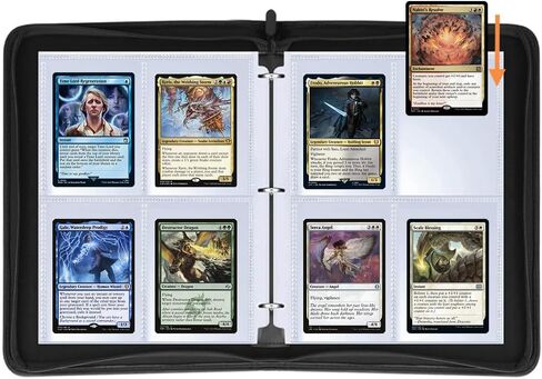 Leatherette 4 Pocket Trading Card Binder Album Holder Pages Folder Protector for Magic Trading Cards TCG - Toploading 3 Ring Zip MTG Card Binder Album 400 in Kuwait