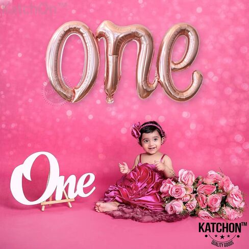 KatchOn, Rose Gold One Balloon for First Birthday - 20 Inch | Script One Rose Gold Balloon for One Sweet Peach Birthday Decorations | Rose Gold Number One Balloon for 1st Birthday Decorations Girl in Saudi Arabia