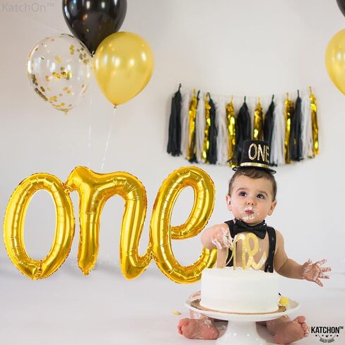 KatchOn, Rose Gold One Balloon for First Birthday - 20 Inch | Script One Rose Gold Balloon for One Sweet Peach Birthday Decorations | Rose Gold Number One Balloon for 1st Birthday Decorations Girl in Saudi Arabia