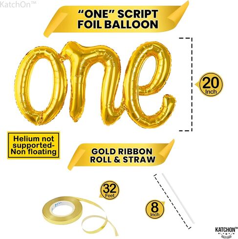 KatchOn, Rose Gold One Balloon for First Birthday - 20 Inch | Script One Rose Gold Balloon for One Sweet Peach Birthday Decorations | Rose Gold Number One Balloon for 1st Birthday Decorations Girl in Saudi Arabia