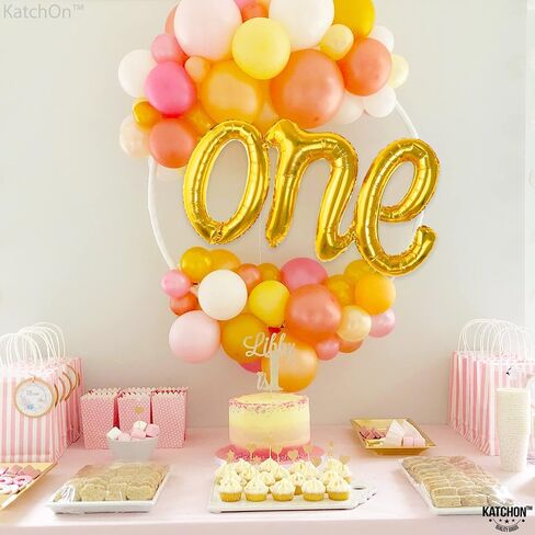 KatchOn, Rose Gold One Balloon for First Birthday - 20 Inch | Script One Rose Gold Balloon for One Sweet Peach Birthday Decorations | Rose Gold Number One Balloon for 1st Birthday Decorations Girl in Saudi Arabia