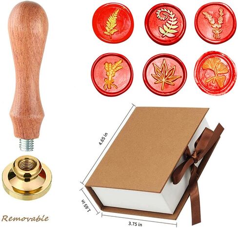 Wax Seal Stamp Kit, Afobby Flower Wax Seal Stamp Set with 6 PCS Removable Brass Heads and 1 Wooden Handle, Retro Camomile Lotus Iris Sealing Wax Stamps for Wedding Invitation Envelopes Decoration in Saudi Arabia