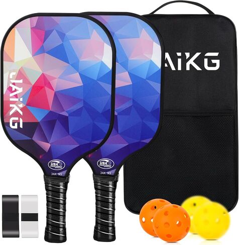 Pickleball Paddles Set of 2, Fiberglass Pickleball Paddles with 4 Pickleball Balls, 1 Carry Bag Lightweight Pickle Ball Rackets in Saudi Arabia