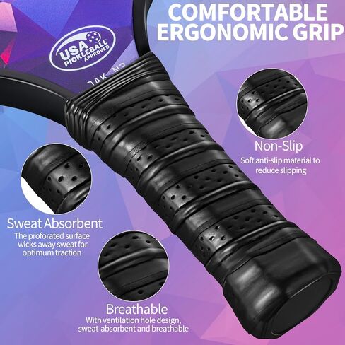 Pickleball Paddles Set of 2, Fiberglass Pickleball Paddles with 4 Pickleball Balls, 1 Carry Bag Lightweight Pickle Ball Rackets in Saudi Arabia
