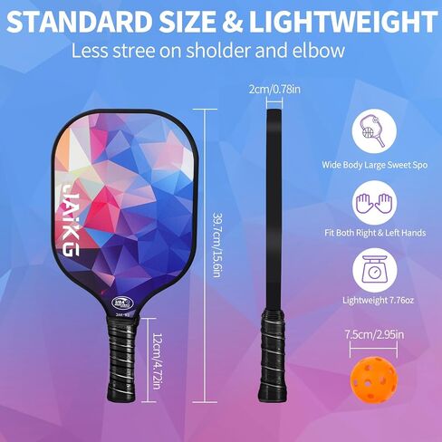 Pickleball Paddles Set of 2, Fiberglass Pickleball Paddles with 4 Pickleball Balls, 1 Carry Bag Lightweight Pickle Ball Rackets in Saudi Arabia