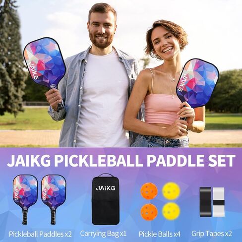 Pickleball Paddles Set of 2, Fiberglass Pickleball Paddles with 4 Pickleball Balls, 1 Carry Bag Lightweight Pickle Ball Rackets in Saudi Arabia