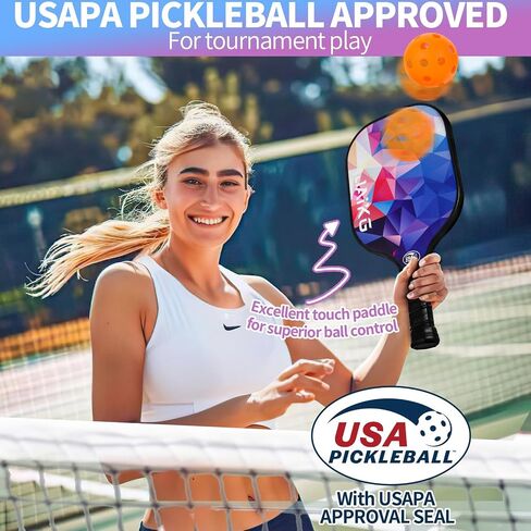 Pickleball Paddles Set of 2, Fiberglass Pickleball Paddles with 4 Pickleball Balls, 1 Carry Bag Lightweight Pickle Ball Rackets in Saudi Arabia