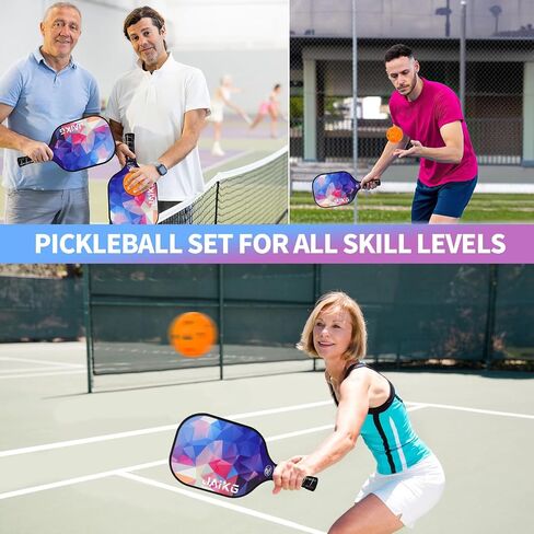 Pickleball Paddles Set of 2, Fiberglass Pickleball Paddles with 4 Pickleball Balls, 1 Carry Bag Lightweight Pickle Ball Rackets in Saudi Arabia